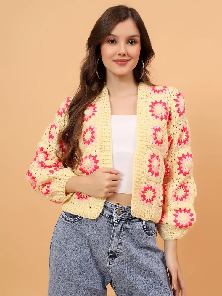 Buttercream Bloom Hand-Crochet Sweater