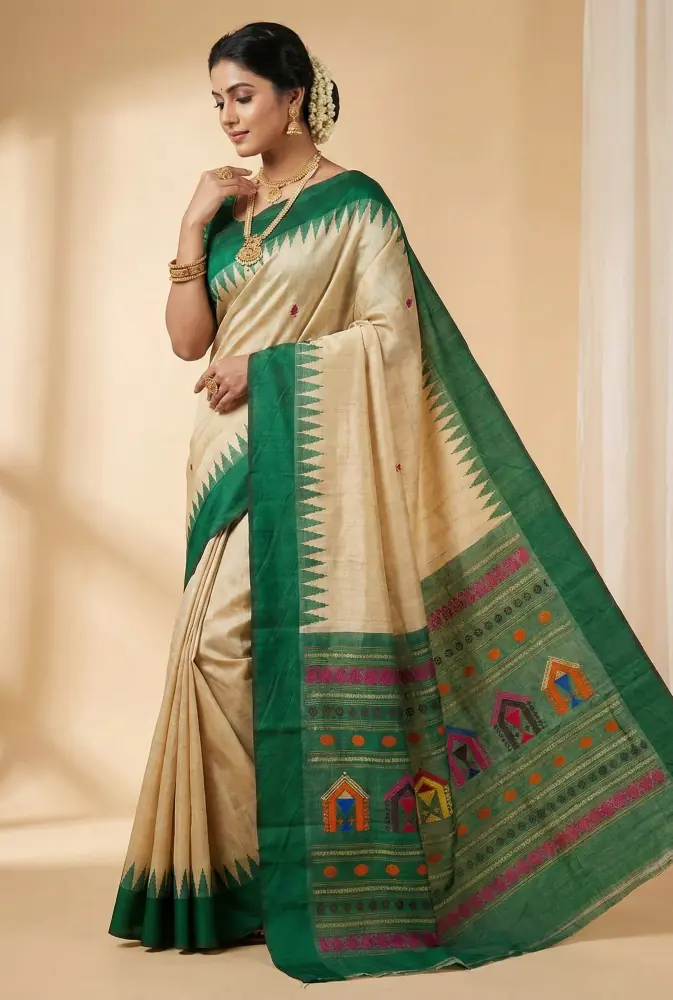 Hari-Neer Handwoven Tussar Silk saree