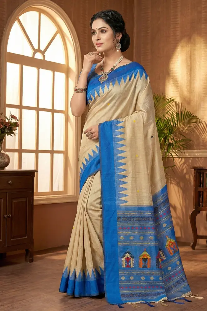 Neel Rekha Handwoven Tussar Silk Saree