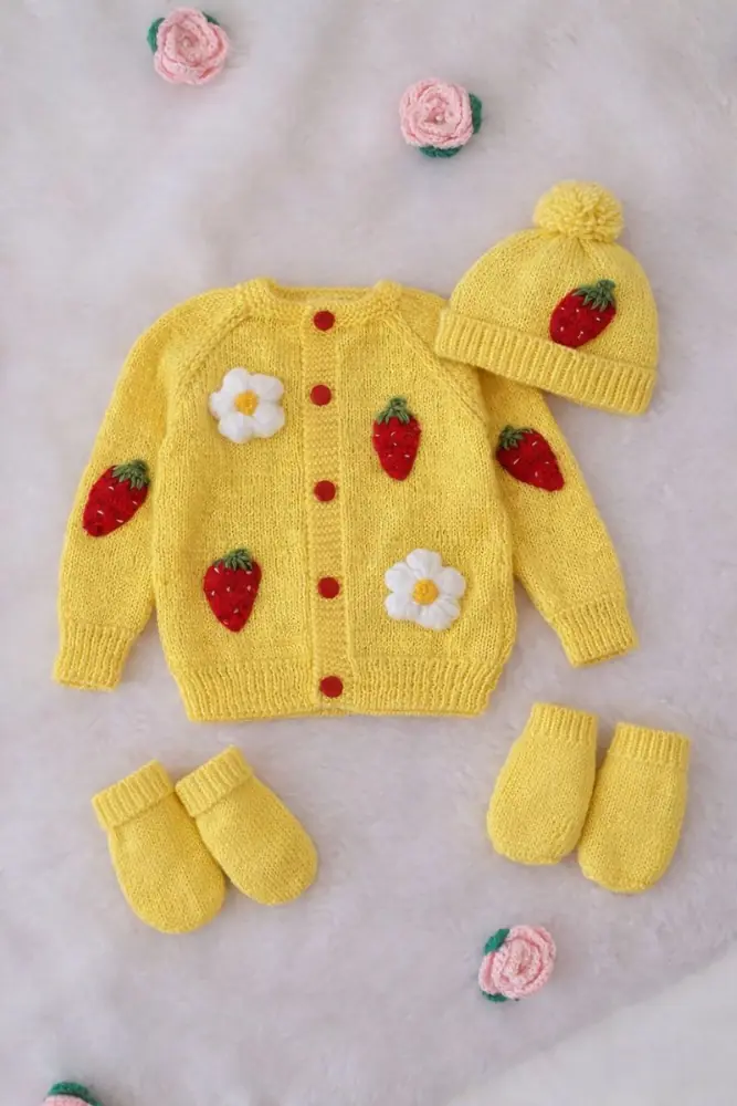 Sunberry Blossom Handknit Baby Set