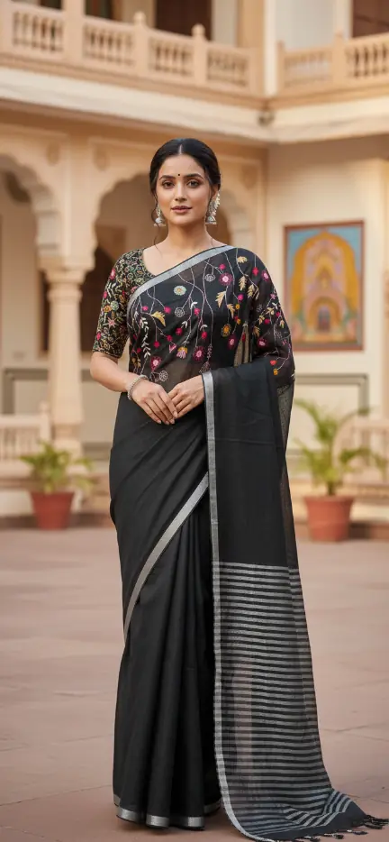 Nisha Kala Handwoven Linen Saree