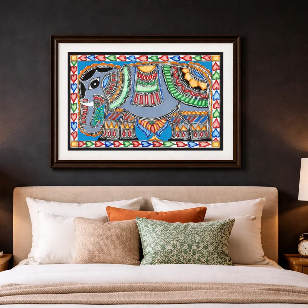 Decorative Elephant Madhubani Painting