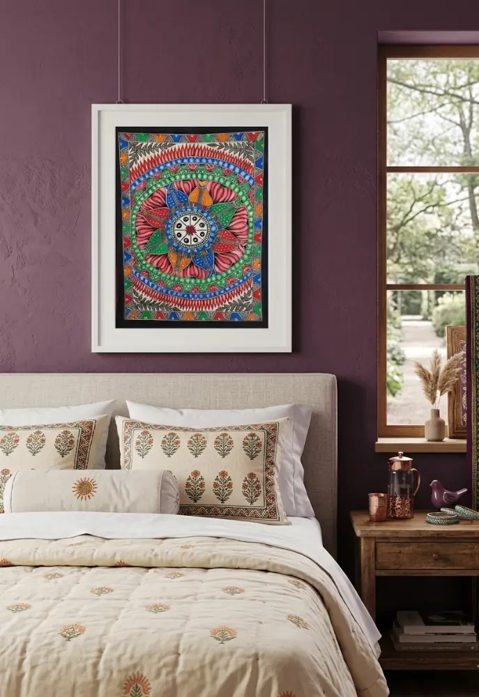 Colorful Mandala Madhubani Painting