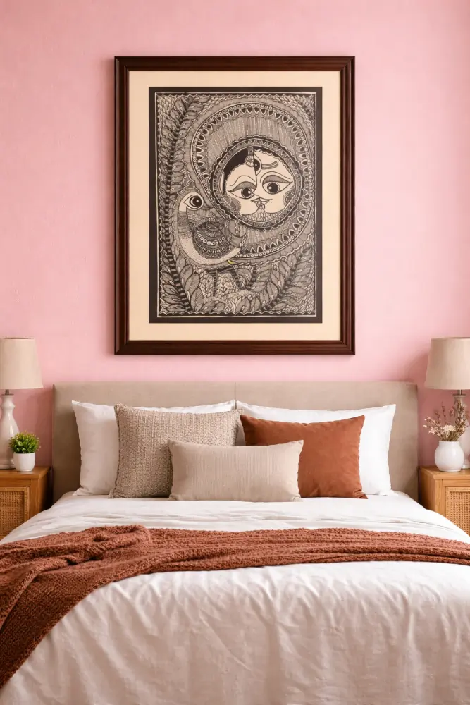 Krishna & Peacock Madhubani Painting