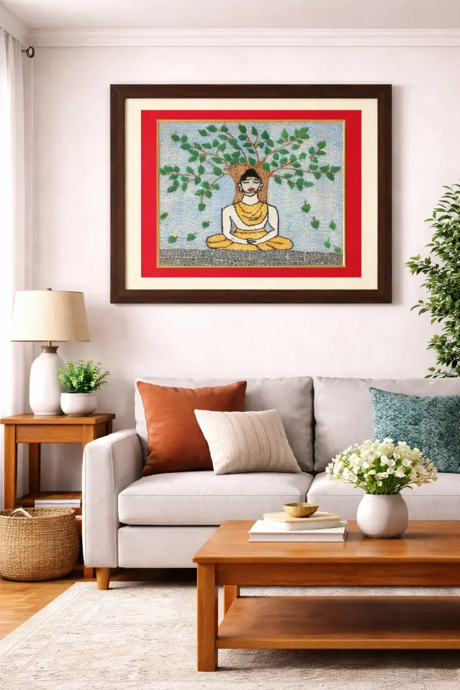 Bodhi Serenity Sujani Handcrafted Meditation Art Frame