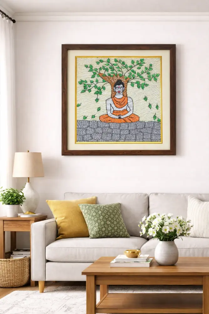 Bodhi Dhyan Framed Sujani Handcrafted Meditation Art