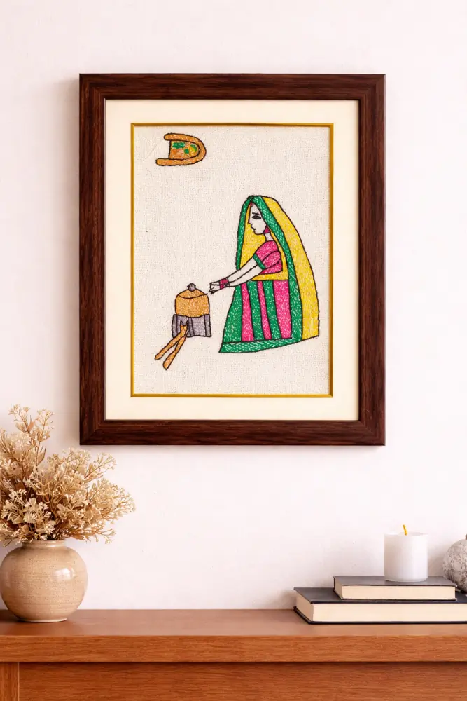 Gramin Rasoi Saheli Framed Sujani Handcrafted Cooking Art