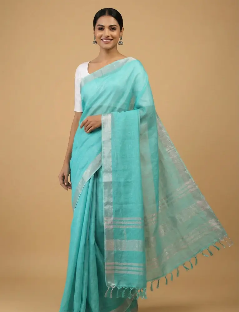 Harita Dhaara Mint Green Handwoven Cotton Saree
