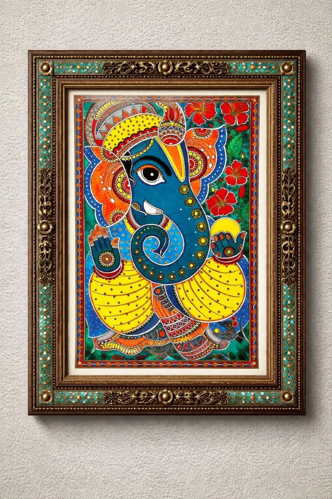 Handcrafted Madhubani Painting – Lord Ganesha in Vibrant Hues