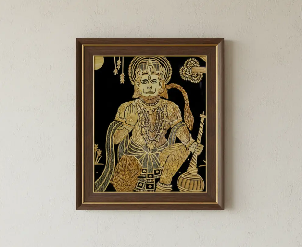 Handcrafted Sikki Grass Art  Lord Hanuman