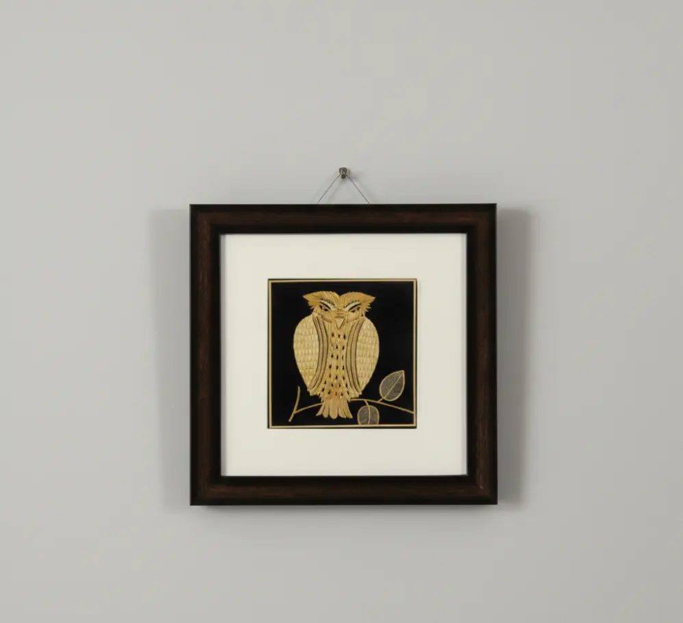 Handcrafted Sikki Grass Art  Majestic Owl