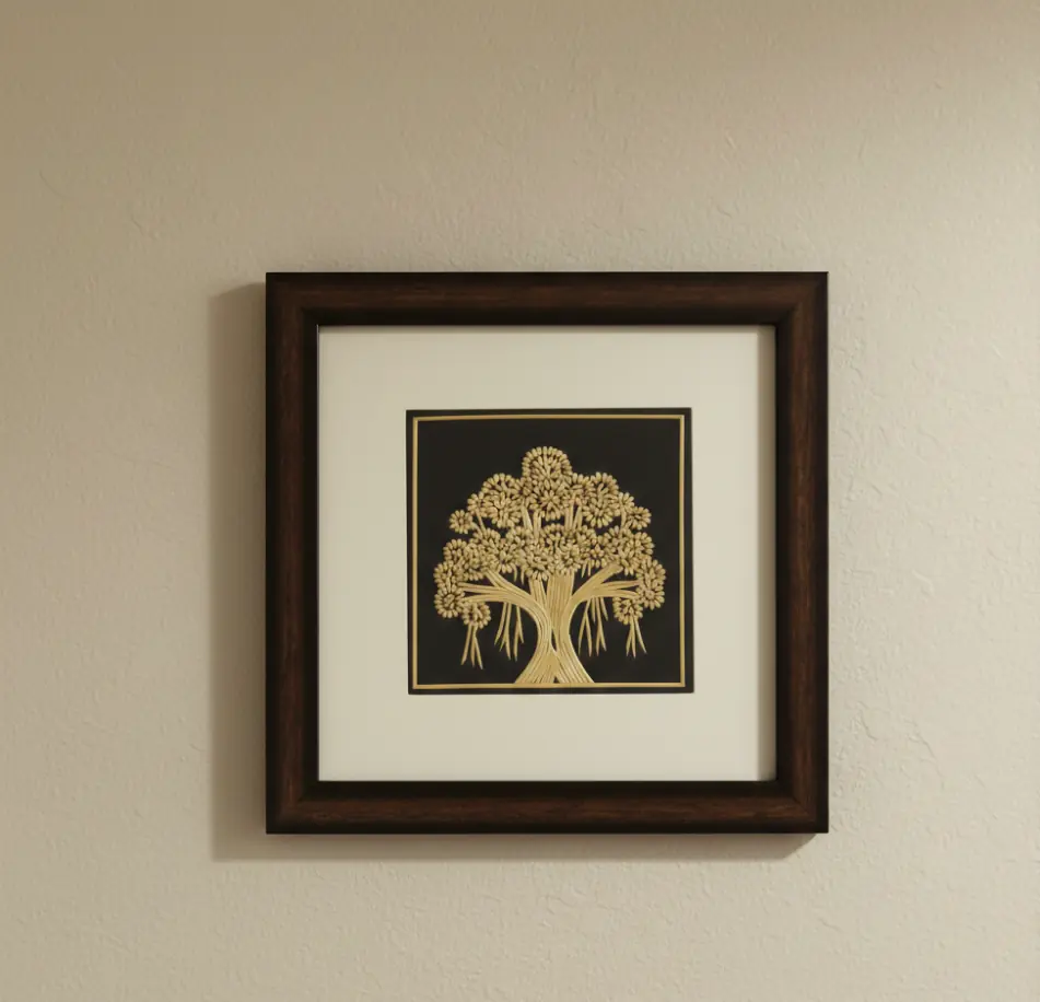 Handcrafted Sikki Grass Art  Sacred Banyan Tree