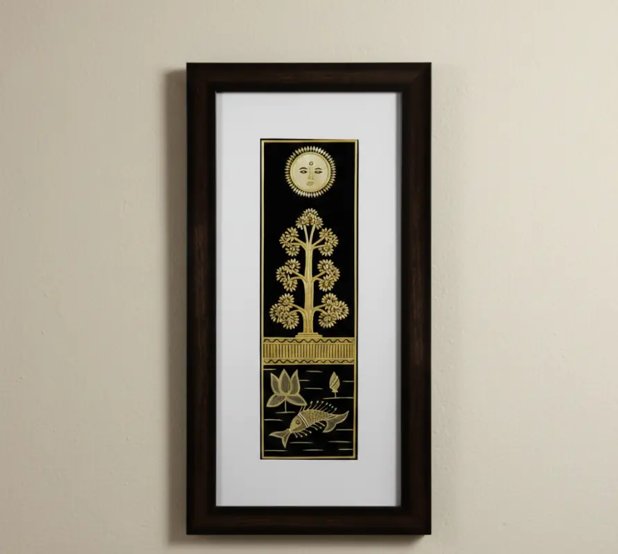 Surya Vriksha Handcrafted Gold Relief Wall