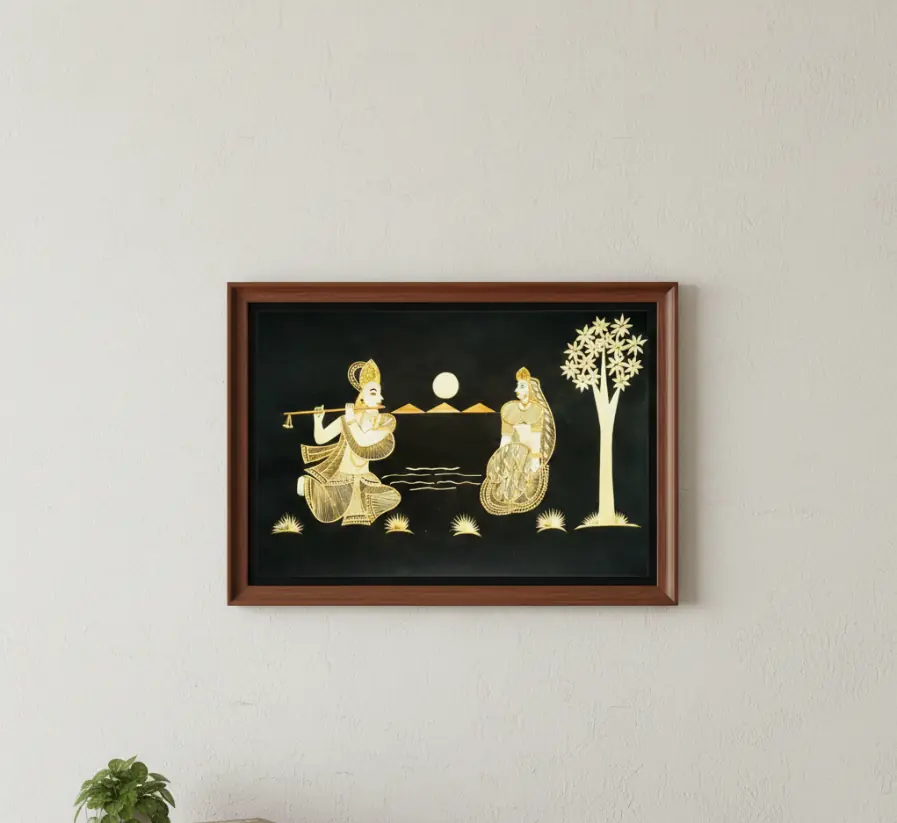 Handcrafted Sikki  Radha Krishna Wall Frame
