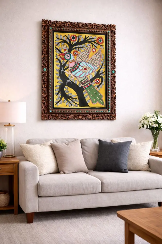 Handcrafted Madhubani Painting – The Majestic Bird