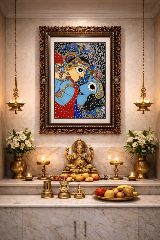 Handcrafted Madhubani Painting – Radha Krishna Love Theme