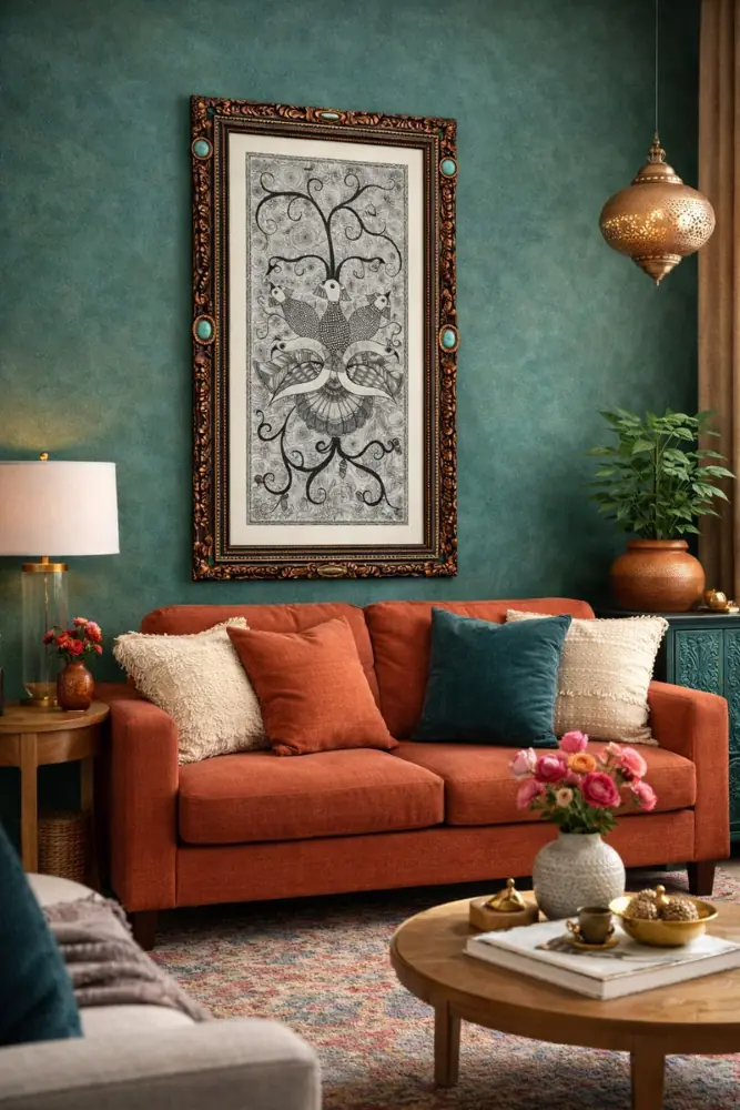 Handmade Madhubani Painting – Tree of Life with Birds