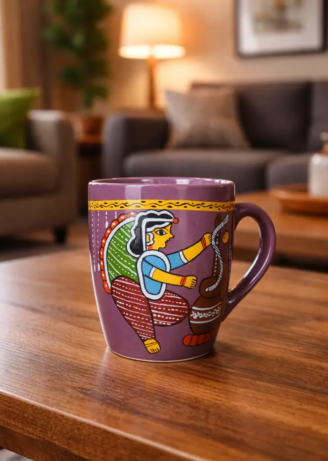 Tikuli Art Purple Colour Coffee Mug – Microwave Safe | Handcrafted Ceramic