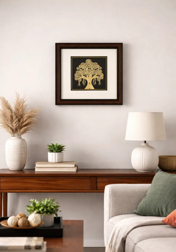 Handcrafted Sikki Grass Art  Sacred Banyan Tree