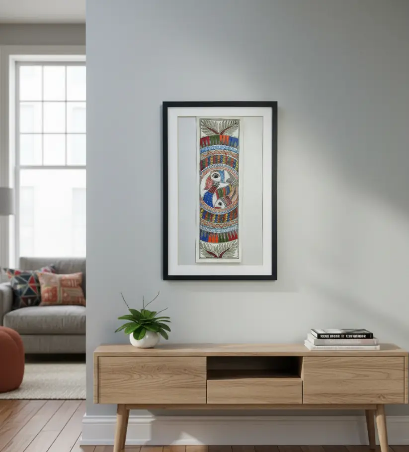 Madhubani Painting Jal-Panchi Chakra Handpainting