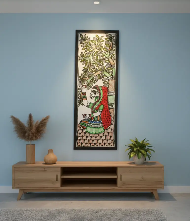 Madhubani Painting Shakti Vriksha: Under the Green Canopy