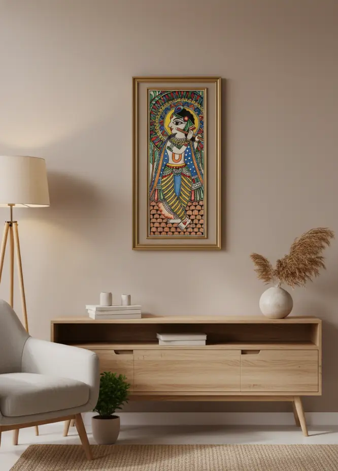 Madhubani Painting Vrindavan Charm