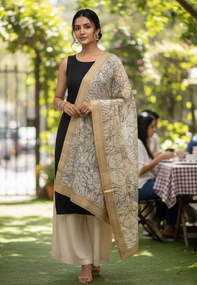 Dual-Tone Bangalore Silk Dupatta