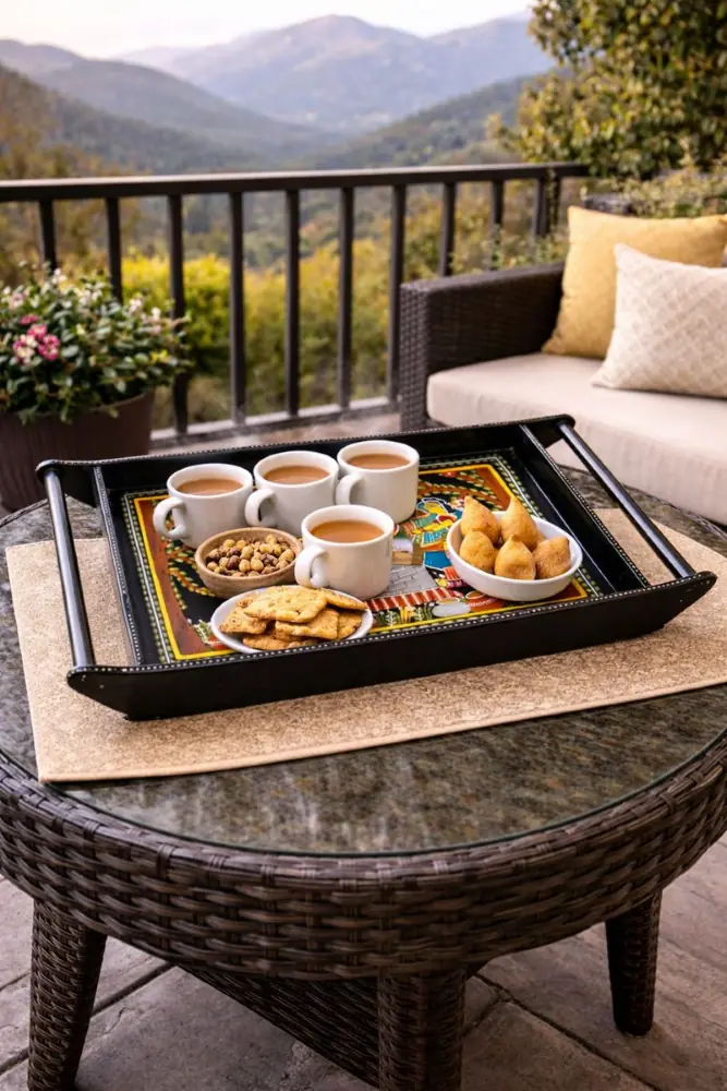 Tikuli Art Tray – Black, Handcrafted