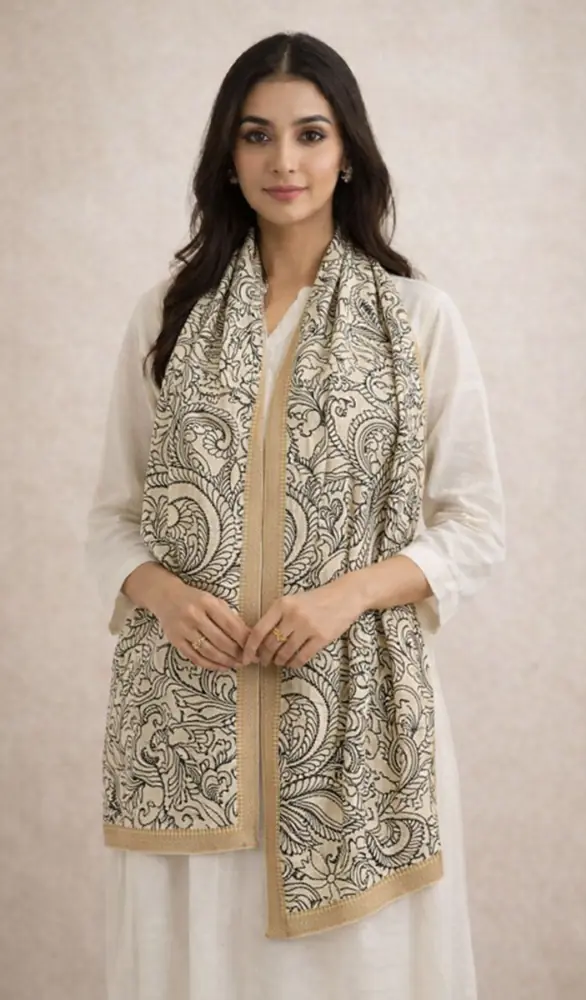 Black and White banaglore silk dupatta