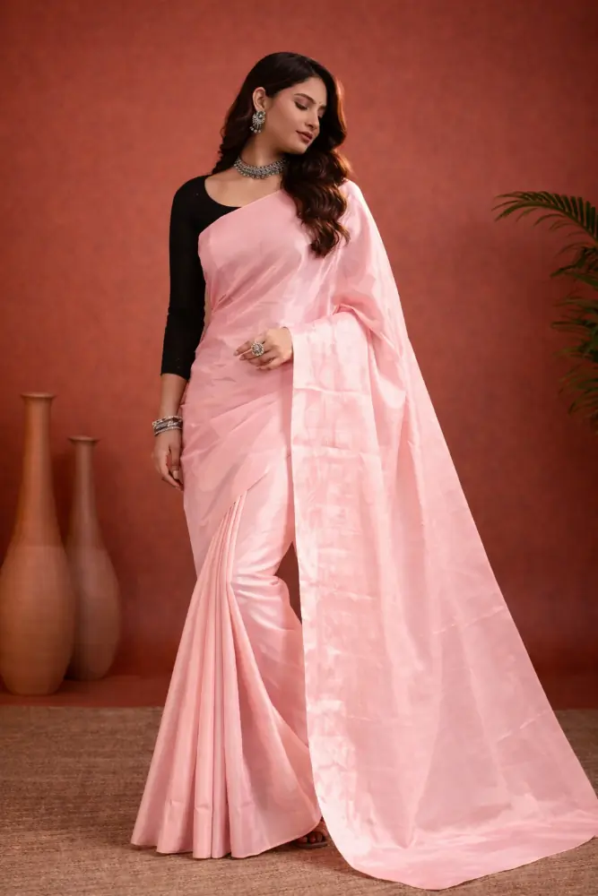 Pushpa Rani Pink Pure Tussar Silk Saree