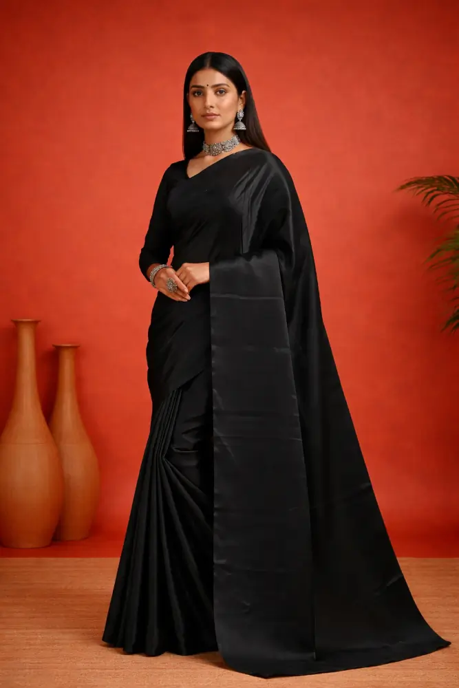 Nisha Black Pure Tussar Silk Saree
