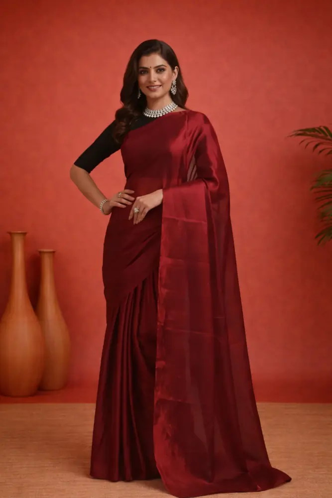 Raktima Maroon Pure Tussar Silk Saree